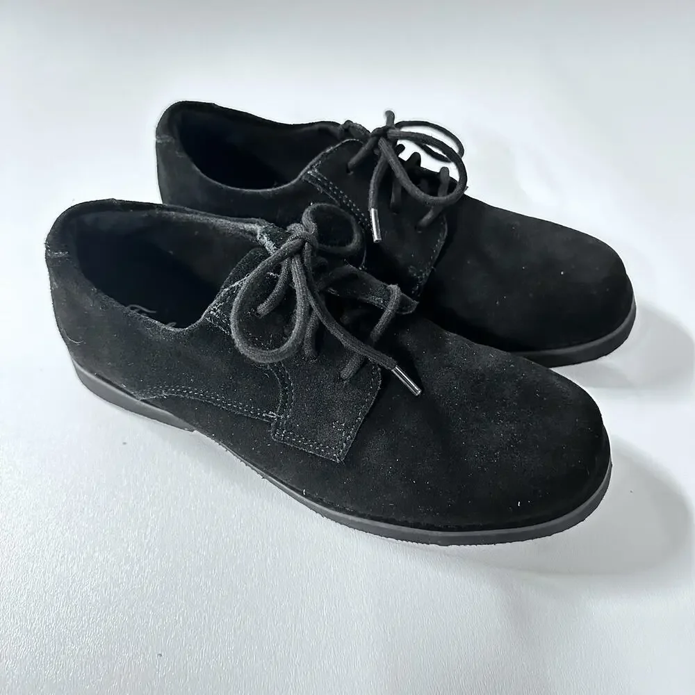 Florsheim Kearny Jr Boys Size 4M Black Suede Oxford Dress Shoes Lace Up